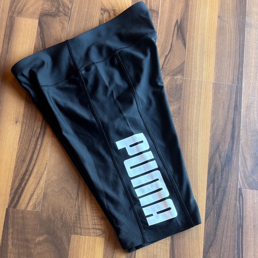 Puma Women’s Black Bike Shorts with White Logo